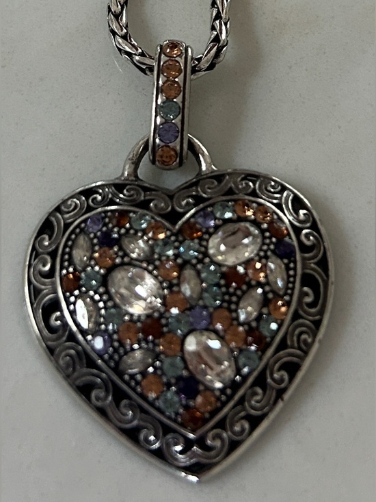 Brighton Jewelry - BRIGHTON CRYSTAL VOYAGE NEUTRAL HUES SWAROVSKI CRYST SLVR HEART NECKLACE